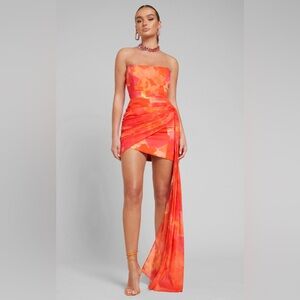 RUNAWAY Ellie Mini Dress Orange Floral